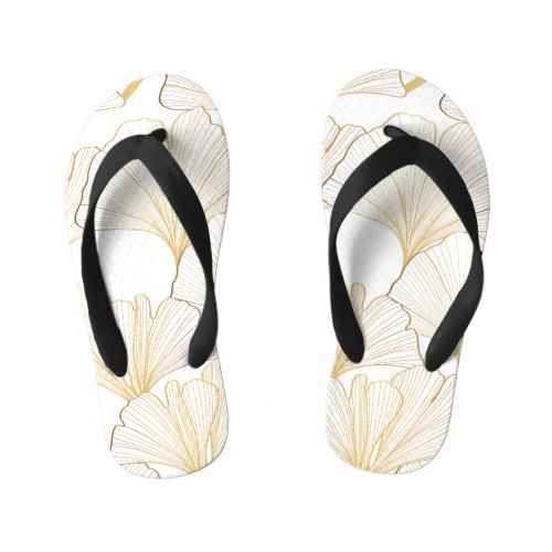 Ginkgo Gold Luxurious Leaf Arrangement Kids Flip Flops