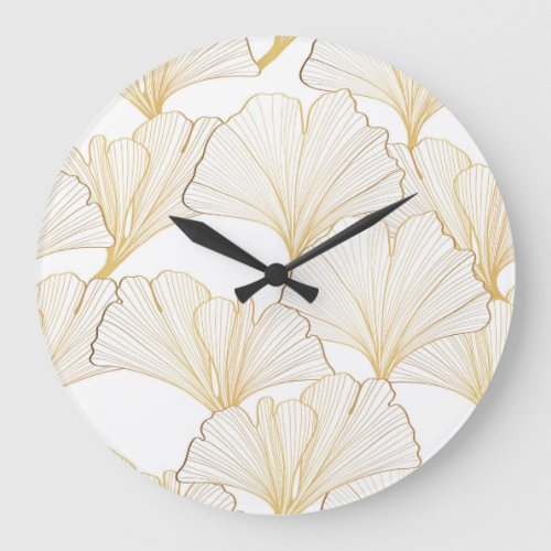 Ginkgo Gold Luxurious Leaf Arrangement Large Clock