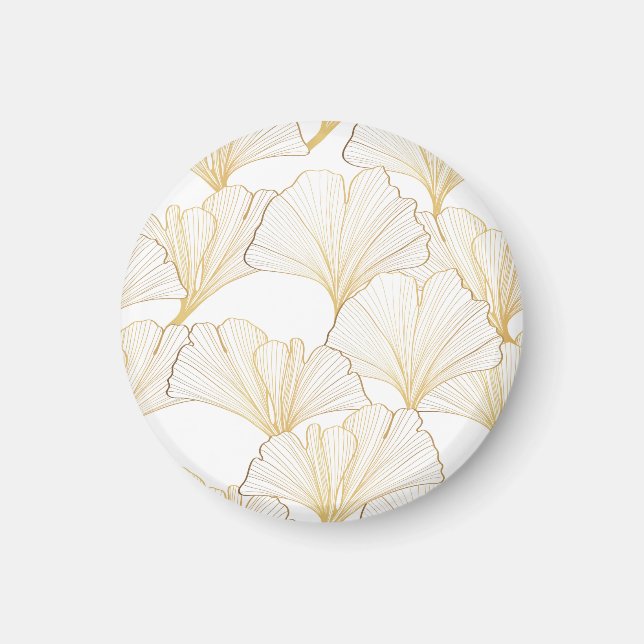 Ginkgo Gold: Luxurious Leaf Arrangement Magnet (Front)