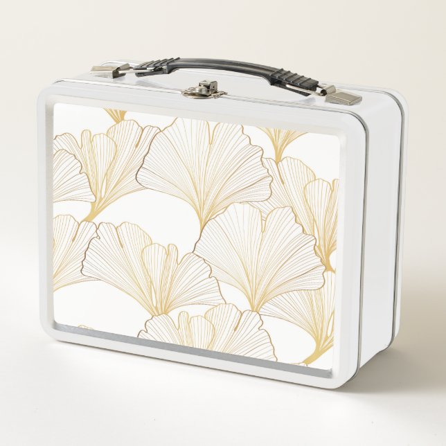 Ginkgo Gold: Luxurious Leaf Arrangement Metal Lunch Box (Front)