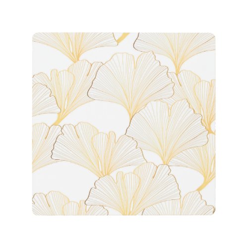 Ginkgo Gold Luxurious Leaf Arrangement Metal Print