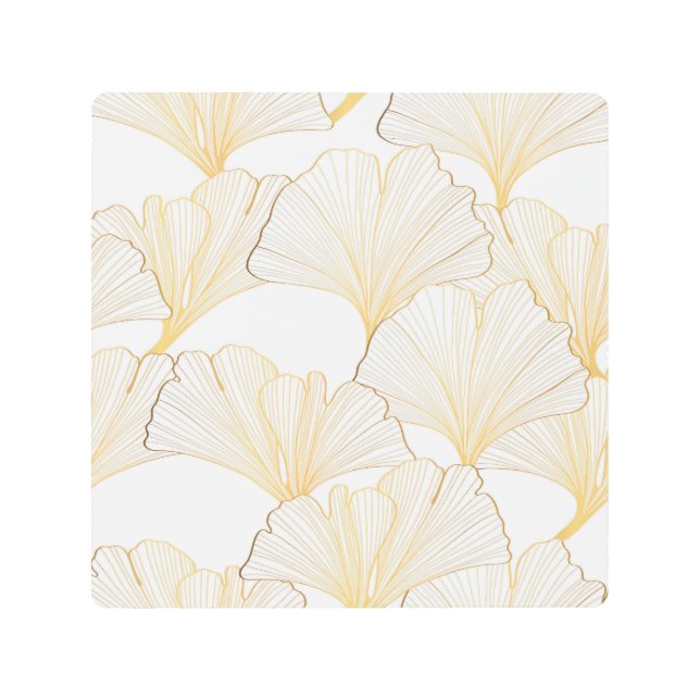 Ginkgo Gold: Luxurious Leaf Arrangement Metal Print (Front)