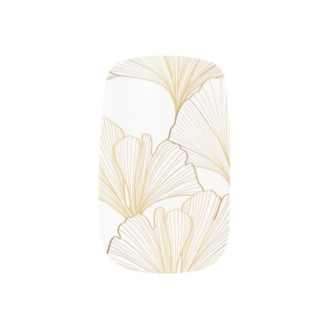 Ginkgo Gold: Luxurious Leaf Arrangement Minx Nail Art (Left Thumb)