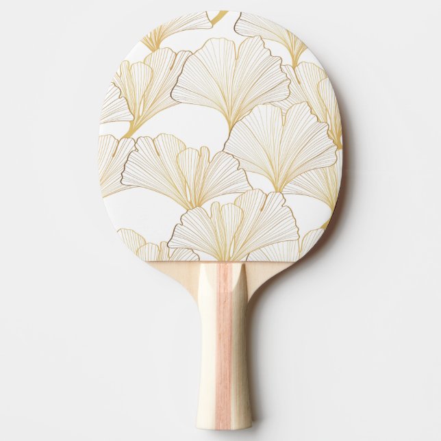 Ginkgo Gold: Luxurious Leaf Arrangement Ping Pong Paddle (Front)