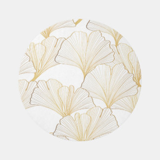Ginkgo Gold: Luxurious Leaf Arrangement Rug
