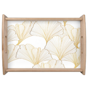 Ginkgo Gold: Luxurious Leaf Arrangement Serving Tray