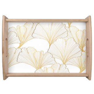 Ginkgo Gold: Luxurious Leaf Arrangement Serving Tray
