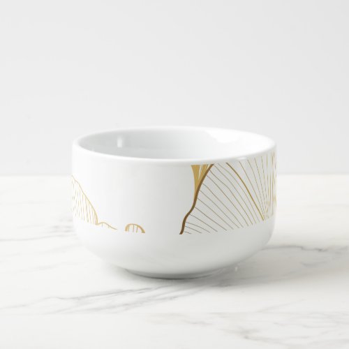 Ginkgo Gold Luxurious Leaf Arrangement Soup Mug