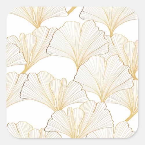 Ginkgo Gold Luxurious Leaf Arrangement Square Sticker