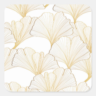 Ginkgo Gold: Luxurious Leaf Arrangement Square Sticker