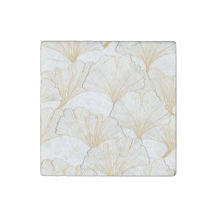 Ginkgo Gold: Luxurious Leaf Arrangement Stone Magnet