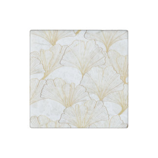Ginkgo Gold: Luxurious Leaf Arrangement Stone Magnet