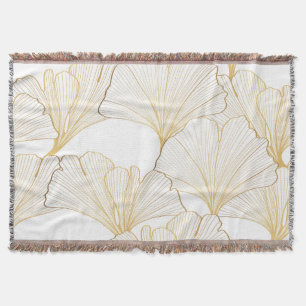 Ginkgo Gold: Luxurious Leaf Arrangement Throw Blanket