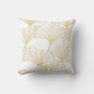 Ginkgo Gold: Luxurious Leaf Arrangement Throw Pillow