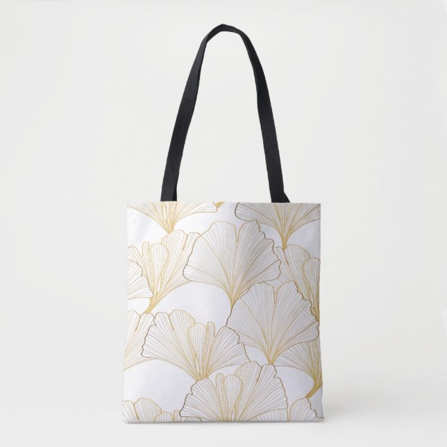 Ginkgo Gold: Luxurious Leaf Arrangement Tote Bag (Front)