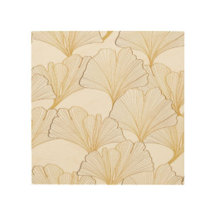 Ginkgo Gold: Luxurious Leaf Arrangement Wood Wall Art