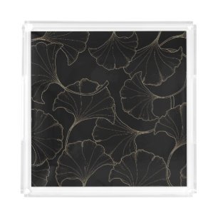 Ginkgo Gold: Luxury Vintage Design Acrylic Tray