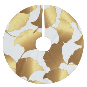 Ginkgo Gold: Luxury Vintage Design. Brushed Polyester Tree Skirt