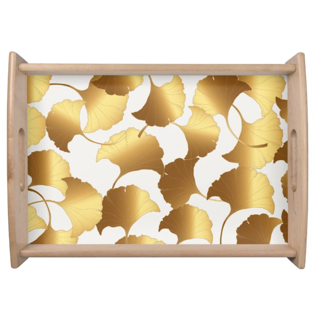 Ginkgo Gold: Luxury Vintage Design. Serving Tray (Front)