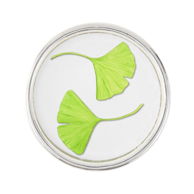 Ginkgo Leaf Botanical Art Lapel Pin (Front)