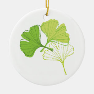 Ginkgo Leaf Ceramic Ornament