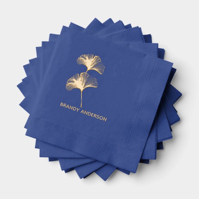 Ginkgo Leaf  Customizable  Foil Napkins (Insitu (Stacked))