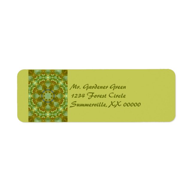 Ginkgo Leaf Kaleidoscope Mandala Label (Front)