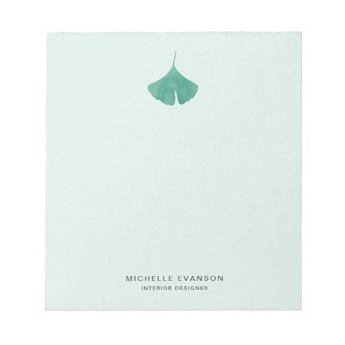Ginkgo Leaf Logo Mint Green Simple Nature Notepad