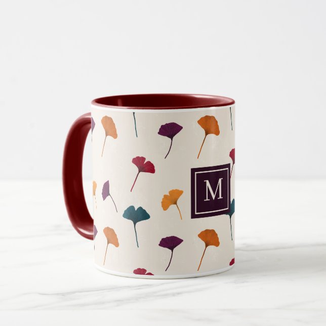 Ginkgo Leaf Pattern Fall Autumn Colors Mug (Front Left)
