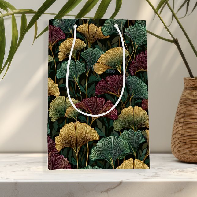 Ginkgo Leaf Pattern Jewel Tones Gift Bag (Creator Uploaded)