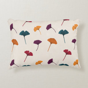 Ginkgo Leaf Pattern Watercolor Fall Autumn Colors Accent Pillow