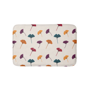Ginkgo Leaf Pattern Watercolor Fall Autumn Colors Bath Mat