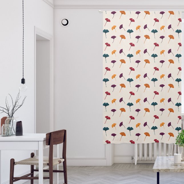Ginkgo Leaf Pattern Watercolor Fall Autumn Colors Blackout Curtains (Living Room)