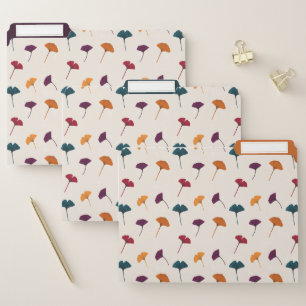 Ginkgo Leaf Pattern Watercolor Fall Autumn Colors File Folder