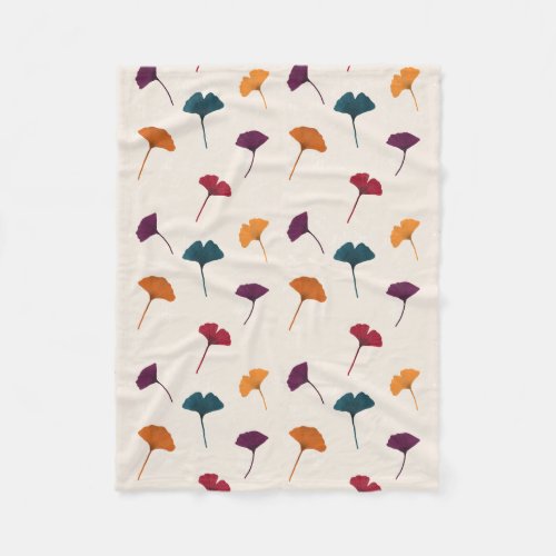 Ginkgo Leaf Pattern Watercolor Fall Autumn Colors Fleece Blanket