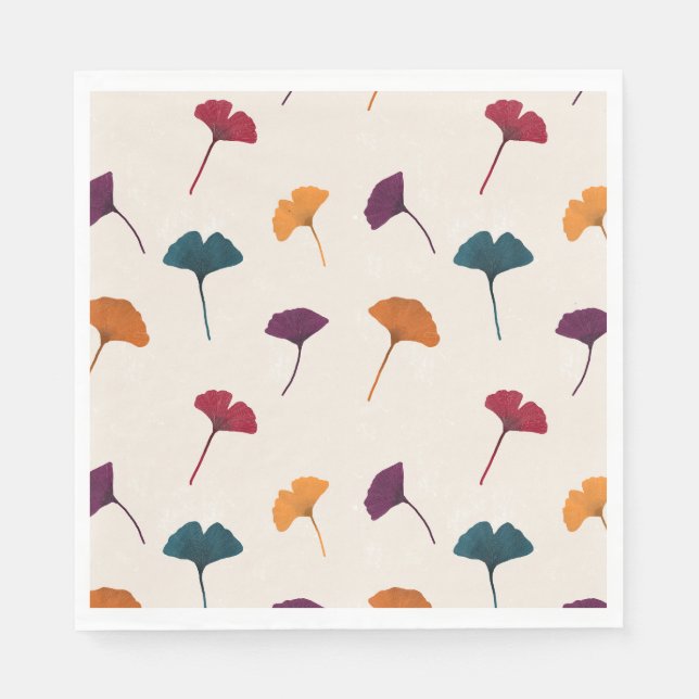 Ginkgo Leaf Pattern Watercolor Fall Autumn Colors Napkins (Front)