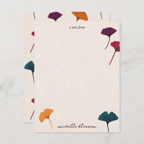 Ginkgo Leaf Pattern Watercolor Fall Autumn Colors Note Card