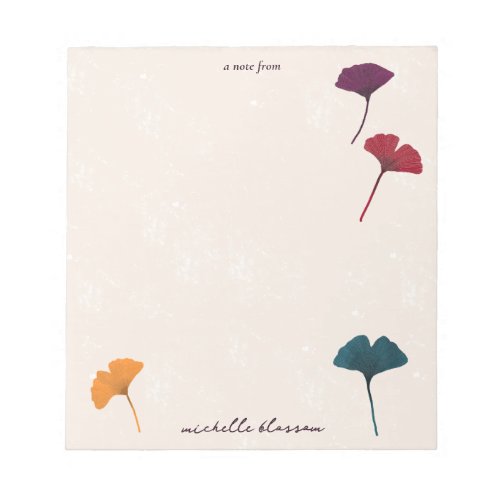 Ginkgo Leaf Pattern Watercolor Fall Autumn Colors Notepad