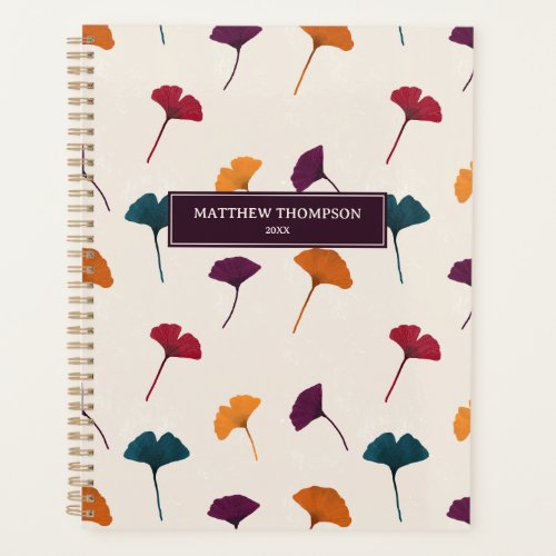 Ginkgo Leaf Pattern Watercolor Fall Autumn Colors Planner