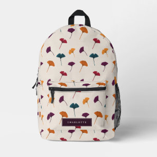 Ginkgo Leaf Pattern Watercolor Fall Autumn Colors Printed Backpack