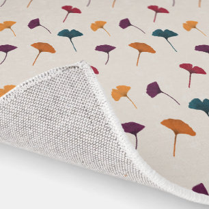Ginkgo Leaf Pattern Watercolor Fall Autumn Colors Rug
