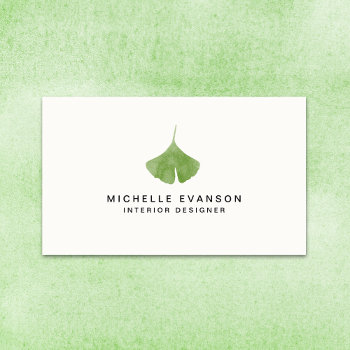 Ginkgo Leaf Simple Nature Minimalist Business Card by whimsydesigns at Zazzle