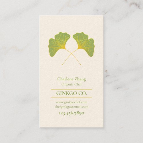 Ginkgo Leaves and Polygon Pattern Business Card