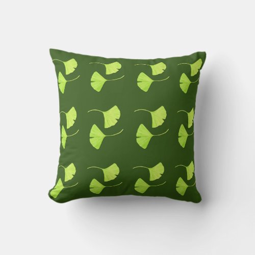 Ginkgo Leaves Botanical Art Throw Pillow