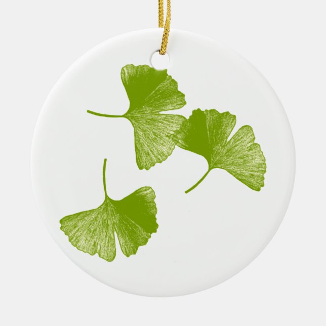 Ginkgo Leaves Ceramic Ornament (Front)