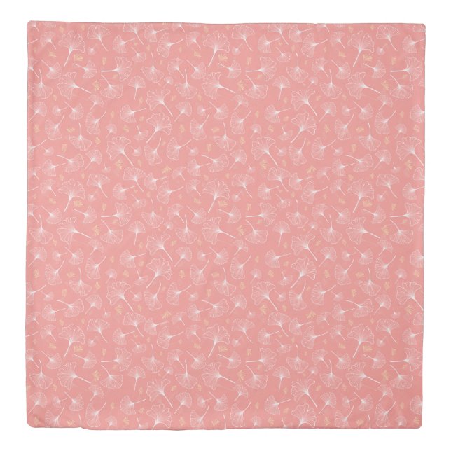 Ginkgo Leaves Coral Modern Pattern Duvet Cover (Front)