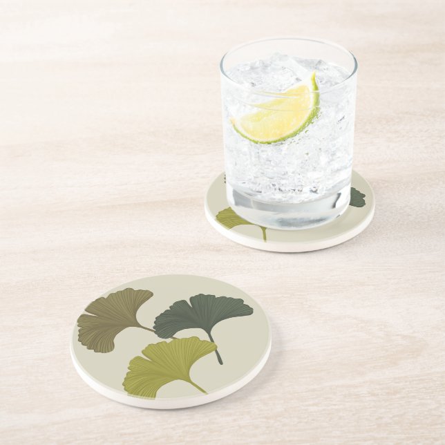 Ginkgo Leaves Customizable Background Colors  Coaster (Side)
