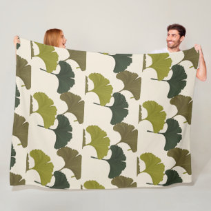 Ginkgo Leaves Customizable Background Colors Fleece Blanket