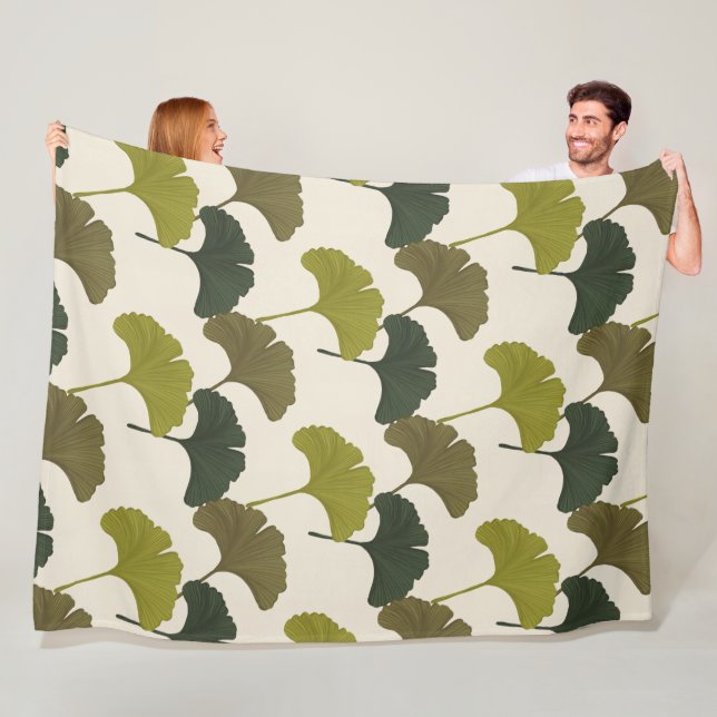 Ginkgo Leaves Customizable Background Colors  Fleece Blanket (In Situ)