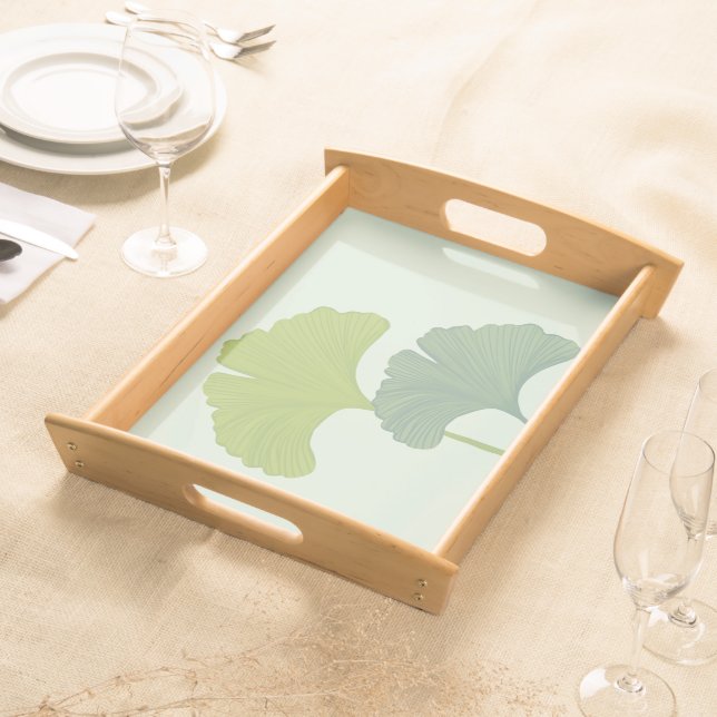 Ginkgo Leaves Customizable Background Colors  Serving Tray (Front)